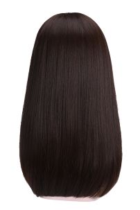 Tóc Giả Nâu Socola/Đen Mái Thưa Cúp Nhẹ 65Cm