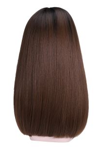 Tóc Giả Nâu Đen Mái Thưa Cúp Nhẹ 65Cm