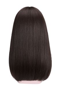 Tóc Giả Nâu Đen Mái Thưa Cúp Nhẹ 65Cm