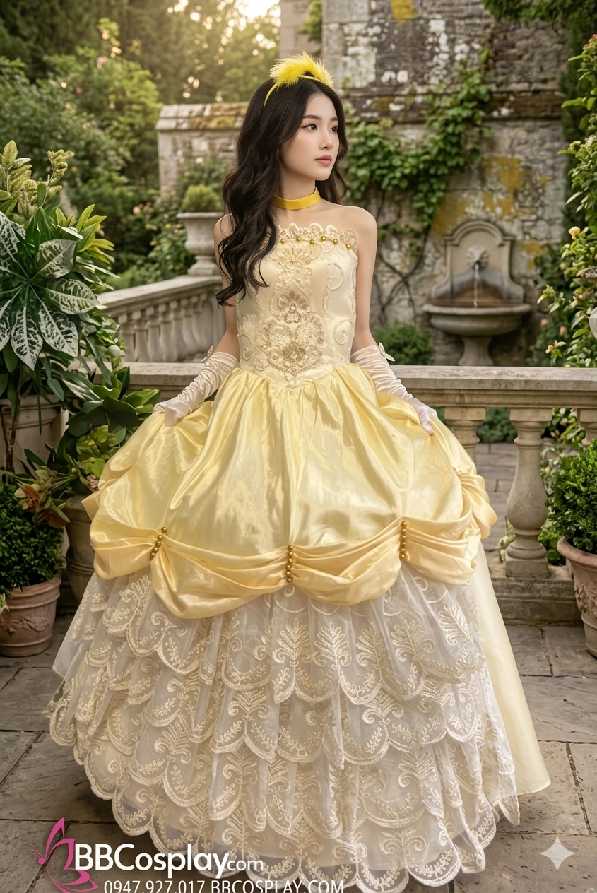 Trang Phục Dạ Tiệc Tiểu Thư Dạng Váy Cúp Ngực  - Màu Vàng