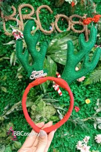 Cài Tóc Sừng Nai Giáng Sinh Màu Xanh Lá