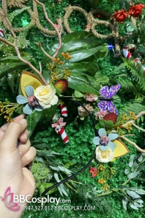 Cài Tóc Tinh Linh Rừng Hoa Trắng Và Bướm