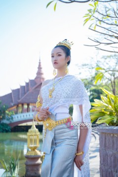 Đồ Thái Lan Trắng Tinh Mơ Choàng Đính Hạt Kim Tuyến