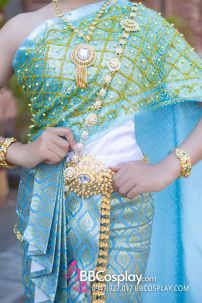 Trang Phục Thái Lan Nữ Xanh Nhạt