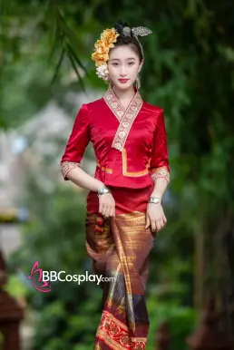 Đồ Trang Phục Thái - Vân Nam Nữ Mẫu Đỏ