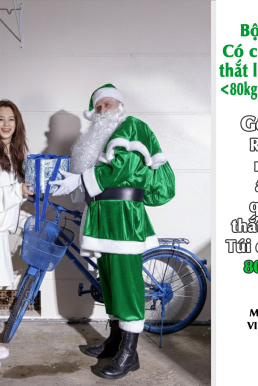 Bộ Ông Già Noel Xanh Lá Siêu Cấp Có Áo Choàng