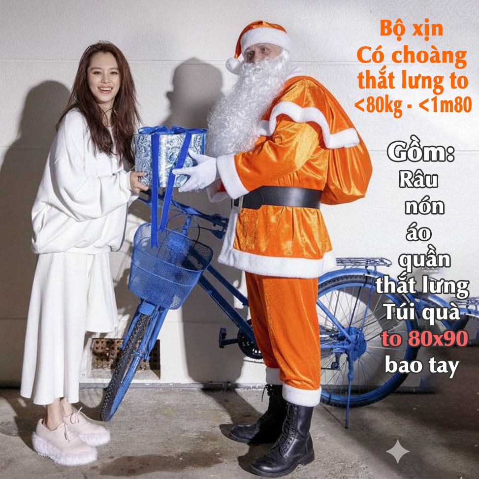 Bộ Ông Già Noel Cam Shopee Có Áo Choàng