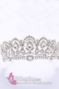 Vương Miện Tiara Bạc Trắng Mẫu Tròn