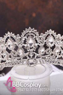 Vương Miện Tiara Bạc Trắng Mẫu Tròn