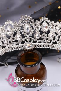 Vương Miện Tiara Bạc Trắng Mẫu Tròn