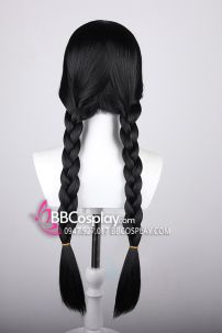 Tóc Giả Đen 2 Bím Không Mái-  Wednesday Addams – The Addams Family Films (1991-1993)