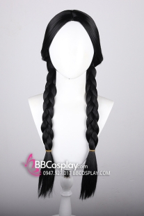 Tóc Giả Đen 2 Bím Không Mái-  Wednesday Addams – The Addams Family Films (1991-1993)