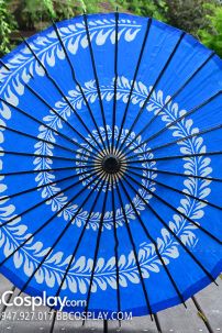 Dù Nghệ Thuật Wagasa Nhật Bản Xanh Dương Xoáy Hoa