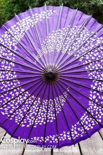 Dù Nghệ Thuật Wagasa Nhật Bản Tím 2 Xoáy Cánh Hoa