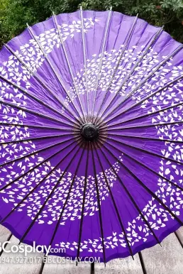 Dù Nghệ Thuật Wagasa Nhật Bản Tím 2 Xoáy Cánh Hoa