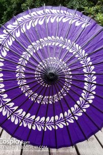 Dù Nghệ Thuật Wagasa Nhật Bản Tím 1 Xoáy Dây Hoa