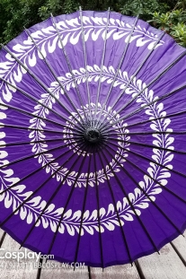 Dù Nghệ Thuật Wagasa Nhật Bản Tím 1 Xoáy Dây Hoa