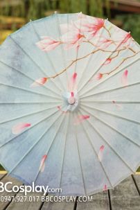 Dù Vải Cổ Trang Xanh Hoa Lan