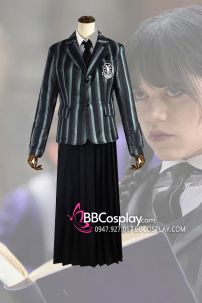 Trang Phục Wednesday - Đồng Phục Nữ Sinh Vest Đen Sọc Váy Đen - Wednesday 2022