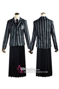 Trang Phục Wednesday - Đồng Phục Nữ Sinh Vest Đen Sọc Váy Đen - Wednesday 2022