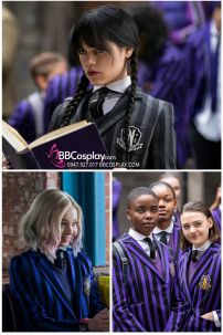 Trang Phục Wednesday - Đồng Phục Nữ Sinh Vest Đen Sọc Váy Đen - Wednesday 2022