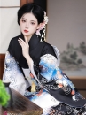 Áo Yukata Mùa Hè Nền Đen Tặng Kèm Thắt Lưng
