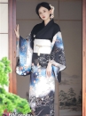 Áo Yukata Mùa Hè Nền Đen Tặng Kèm Thắt Lưng