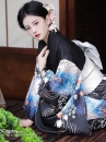 Áo Yukata Mùa Hè Nền Đen Tặng Kèm Thắt Lưng