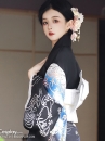 Áo Yukata Mùa Hè Nền Đen Tặng Kèm Thắt Lưng
