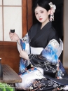 Áo Yukata Mùa Hè Nền Đen Tặng Kèm Thắt Lưng