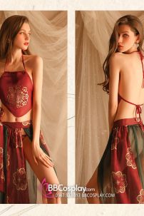 Đồ Cổ Trang Sexy Gợi Cảm Phong Cách Đôn Hoàng Phi Thiên Xanh Đỏ