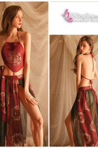 Đồ Cổ Trang Sexy Gợi Cảm Phong Cách Đôn Hoàng Phi Thiên Xanh Đỏ