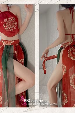 Trang Phục Cổ Trang Sexy Gợi Cảm Phong Cách Đôn Hoàng Phi Thiên Xanh Đỏ