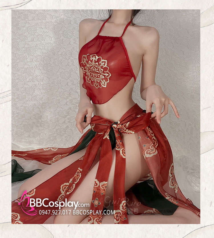 Trang Phục Cổ Trang Sexy Gợi Cảm Phong Cách Đôn Hoàng Phi Thiên Xanh Đỏ