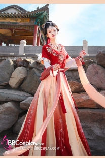 Trang Phục Đôn Hoàng Cựu Mộng Chu Sa - Tone Đỏ Cam Siêu Xinh