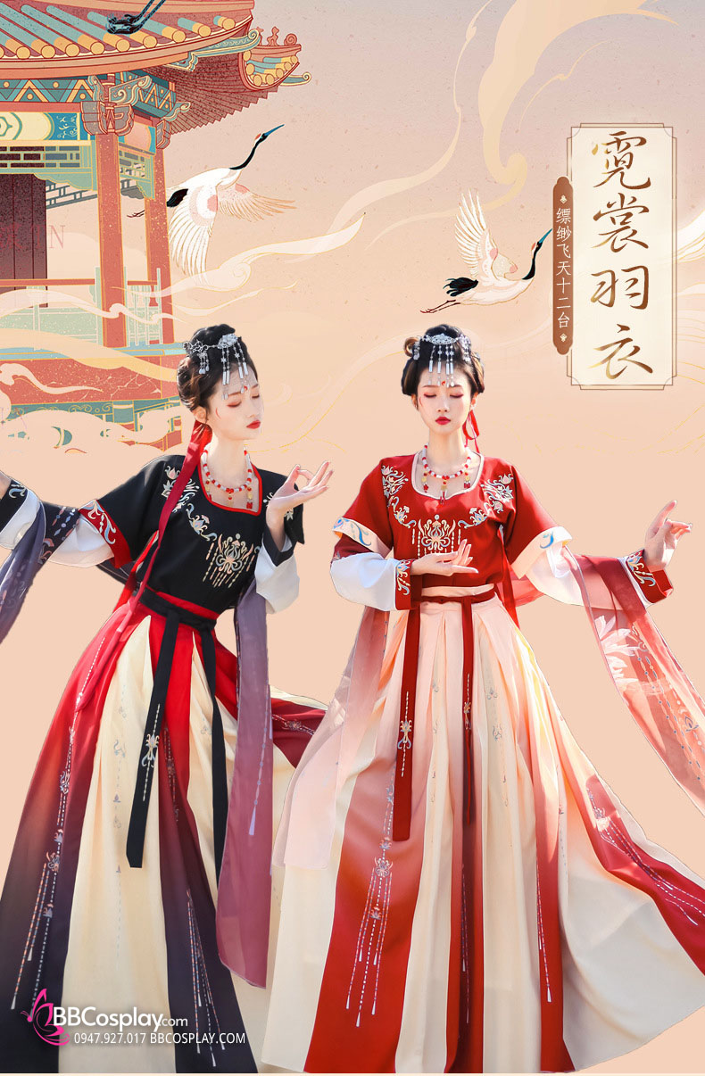 Trang Phục Đôn Hoàng Cựu Mộng Chu Sa - Tone Đỏ Cam Siêu Xin
