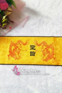 Thánh Chỉ Gấm Vàng In Song Long Kèm Chữ Thánh Chỉ - Màu Vàng