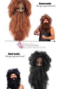 Bộ Râu Tóc Người Rừng Tarzan - Râu Tóc Hoá Trang Thổ Dân - Màu Nâu