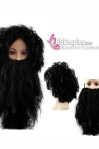 Bộ Râu Tóc Người Rừng Tarzan - Râu Tóc Hoá Trang Thổ Dân - Màu Đen