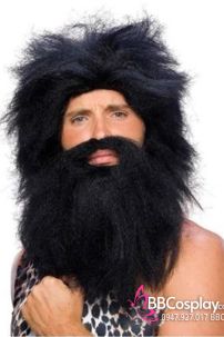 Bộ Râu Tóc Người Rừng Tarzan - Râu Tóc Hoá Trang Thổ Dân - Màu Đen