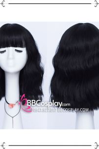 Tóc Giả Đen Ngắn Gợn Sóng Mái Ngang