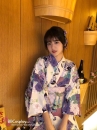 Áo Yukata Nhật Nền Trắng Hoa Tím Môn