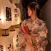 Áo Yukata Nhật Nền Trắng Hoa Tím Môn