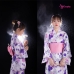 Áo Yukata Nhật Nền Trắng Hoa Tím Môn