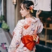 Áo Kimono Nhật Nền Trắng Hoa Cam Tặng Kèm Thắt Lưng