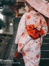 Áo Kimono Nhật Nền Trắng Hoa Cam Tặng Kèm Thắt Lưng