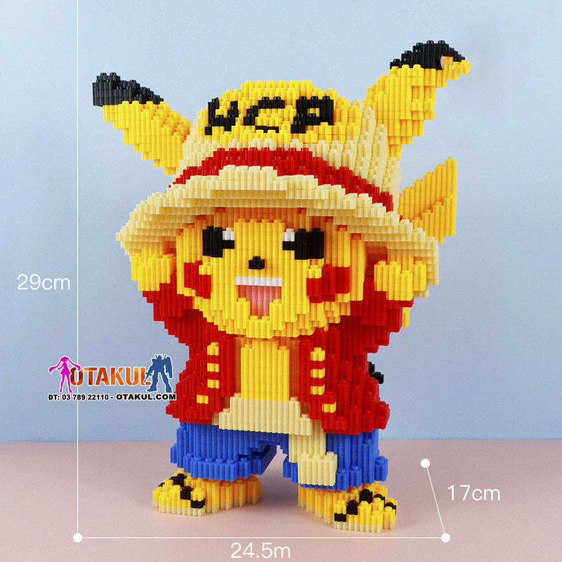 Mô Hình Lắp Ráp Lego Pikachu Cosplay Luffy Dễ Thương