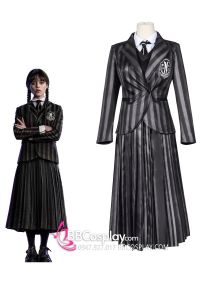 Trang Phục Wednesday - Đồng Phục Nữ Sinh Vest Đen Sọc Váy Sọc- Wednesday 2022