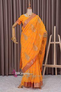 Đồ Ấn Độ - Sari Ấn Độ Cam