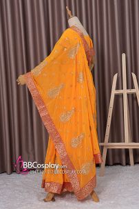 Đồ Ấn Độ - Sari Ấn Độ Cam